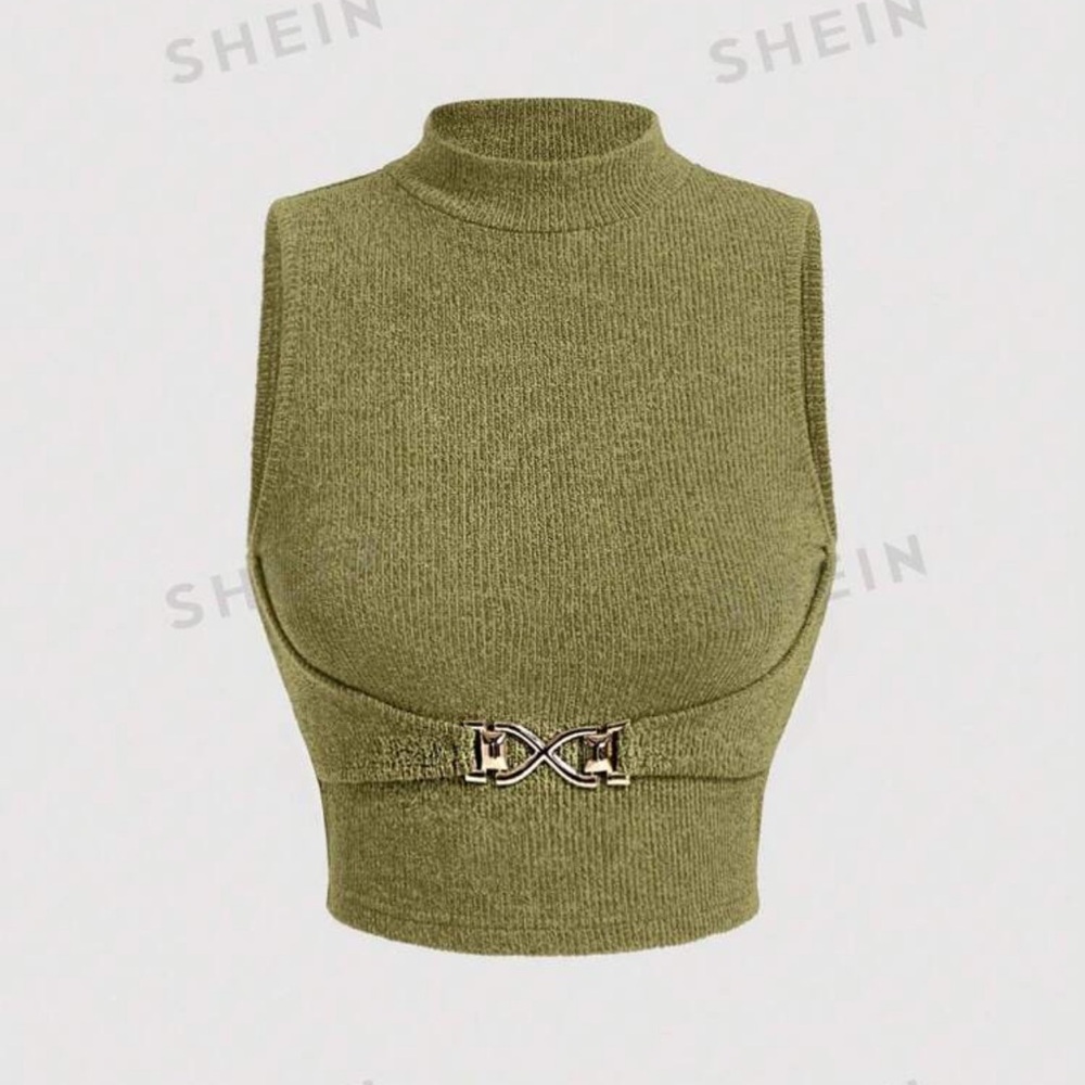SHEIN mock neck crop tank top